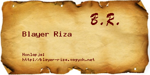 Blayer Riza névjegykártya
